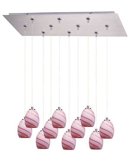 Foto para 50W Swirl 10-Light RapidJack Pendant and Canopy SN Cherry Swirl Glass 12V GY6.35 T4 Xenon (OA HT 10"-130") (CAN 31.5"x12.5"x2.5")