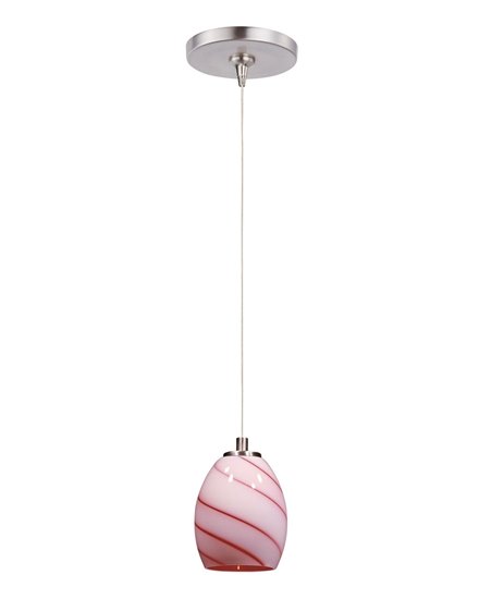Picture of 50W Swirl 1-Light RapidJack Pendant and Canopy SN Cherry Swirl Glass 12V GY6.35 T4 Xenon (OA HT 8.5"-128.5") (CAN 4.5"x4.25")