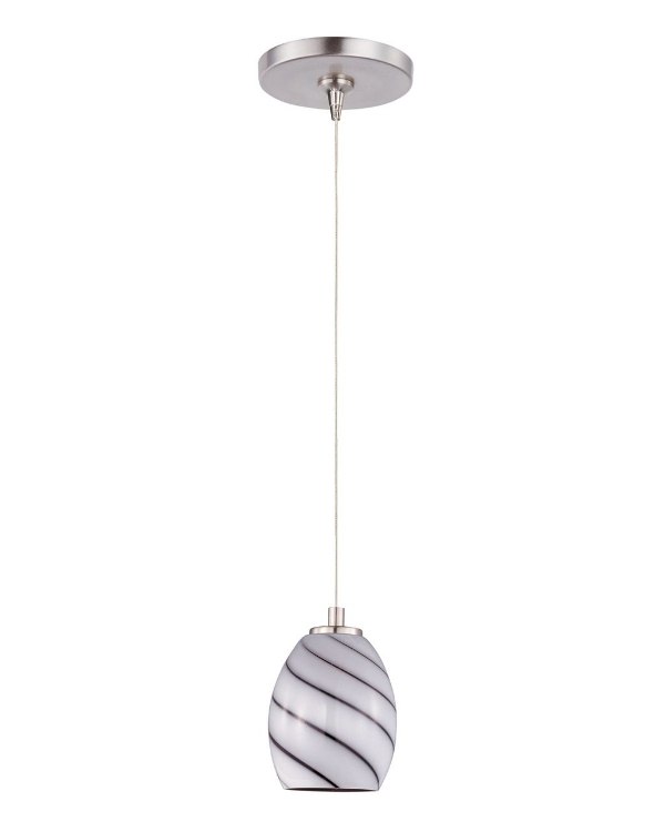 Picture of 50W Swirl 1-Light RapidJack Pendant and Canopy SN Grape Swirl Glass 12V GY6.35 T4 Xenon (OA HT 8.5"-128.5") (CAN 4.5"x4.25")