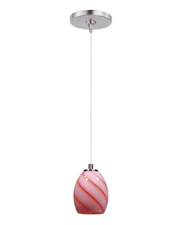 Picture of 50W Swirl 1-Light RapidJack Pendant and Canopy SN Tangerine Swirl Glass 12V GY6.35 T4 Xenon (OA HT 8.5"-128.5") (CAN 4.5"x4.25")