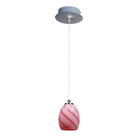 Picture of 50W Swirl 1-Light RapidJack Pendant and Canopy SN Tangerine Swirl Glass 12V GY6.35 T4 Xenon (OA HT 9.75"-128.75") (CAN 5.75"x1.25")