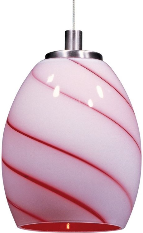 Picture of 50W Swirl 1-Light RapidJack Pendant SN Cherry Swirl Glass 12V GY6.35 T4 Xenon 