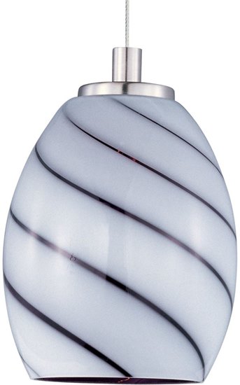 Picture of 50W Swirl 1-Light RapidJack Pendant SN Grape Swirl Glass 12V GY6.35 T4 Xenon 