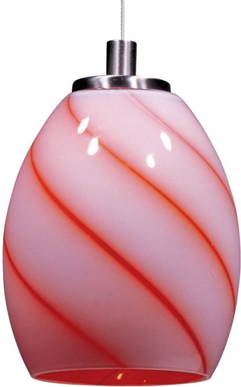 Picture of 50W Swirl 1-Light RapidJack Pendant SN Tangerine Swirl Glass 12V GY6.35 T4 Xenon 