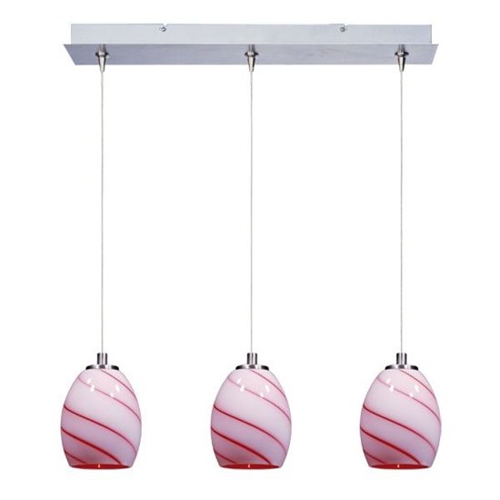 Foto para 50W Swirl 3-Light RapidJack Pendant and Canopy SN Cherry Swirl Glass 12V GY6.35 T4 Xenon (OA HT 8.5"-128.75") (CAN 24.25"x4.25"x1.25")