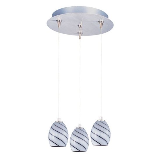 Foto para 50W Swirl 3-Light RapidJack Pendant and Canopy SN Grape Swirl Glass 12V GY6.35 T4 Xenon (OA HT 8.5"-128.75") (CAN 11.75"x1.25")