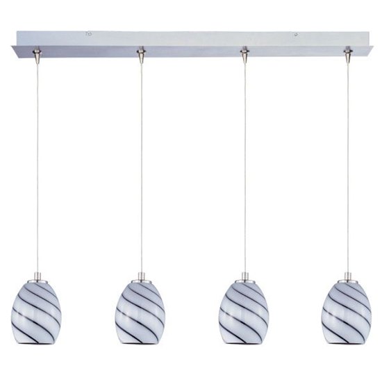 Foto para 50W Swirl 4-Light RapidJack Pendant and Canopy SN Grape Swirl Glass 12V GY6.35 T4 Xenon (OA HT 9.75"-129.75") (CAN 34.5"x4.5"x2.25")