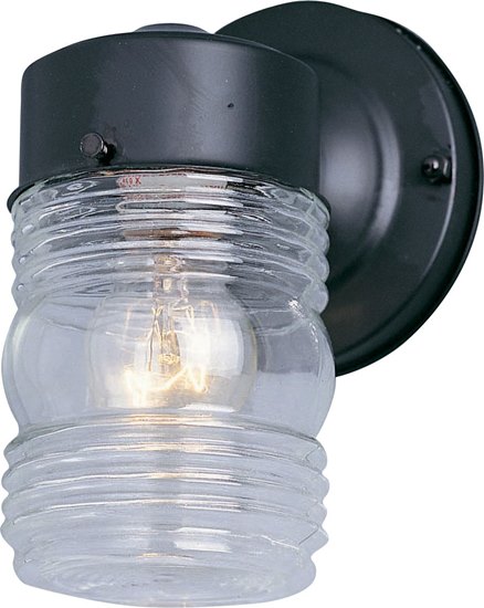 Foto para 60W 1-Light Outdoor Wall Mount BK Clear Glass MB Incandescent 6-Min