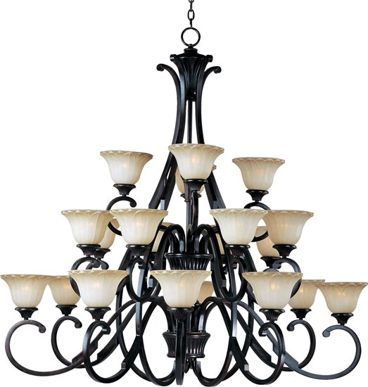 Picture of 60W Allentown 20-Light Chandelier OI Wilshire Glass MB Incandescent 72" Chain