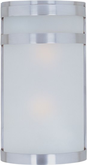 Foto para 60W Arc 2-Light Outdoor Wall Lantern SST Frosted Glass MB Incandescent 