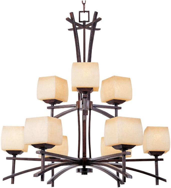 Picture of 60W Asiana 9-Light Chandelier RC Wilshire Glass MB Incandescent 72" Chain