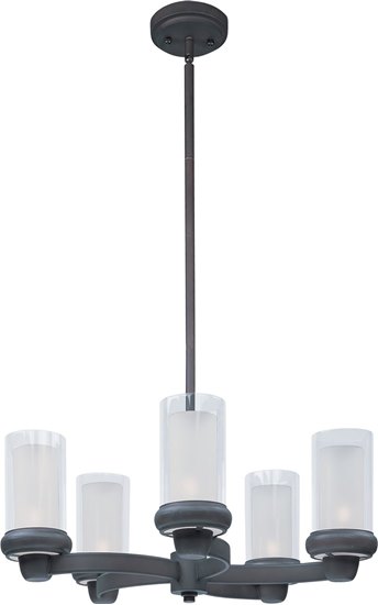 Picture of 60W Bayview 5-Light Chandelier BZ Clear/Frosted Glass G9 Xenon (OA HT 49")