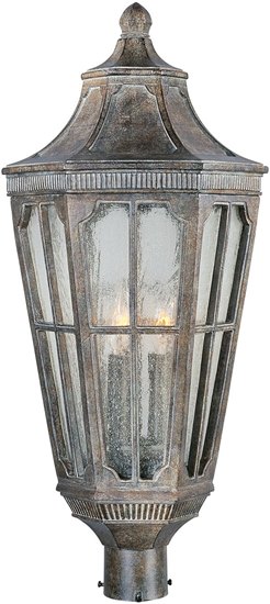 Foto para 60W Beacon Hill VX 3-Light Outdoor Pole/Post Lantern SE Seedy Glass CA Incandescent 