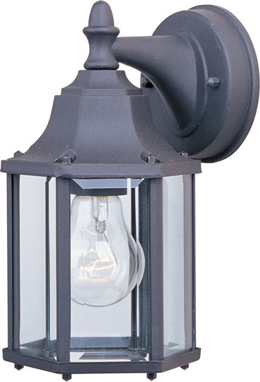 Foto para 60W Builder Cast 1-Light Outdoor Wall Lantern BK Clear Glass MB Incandescent 5.5"x10" 6-Min