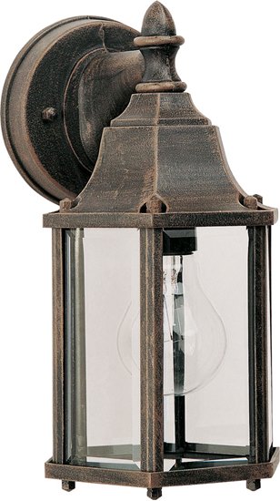 Foto para 60W Builder Cast 1-Light Outdoor Wall Lantern RP Clear Glass MB Incandescent 5.5"x10" 6-Min