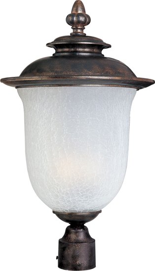 Picture of 60W Cambria Cast 3-Light Outdoor Pole/Post Lantern CH Frost Crackle Glass CA Incandescent 