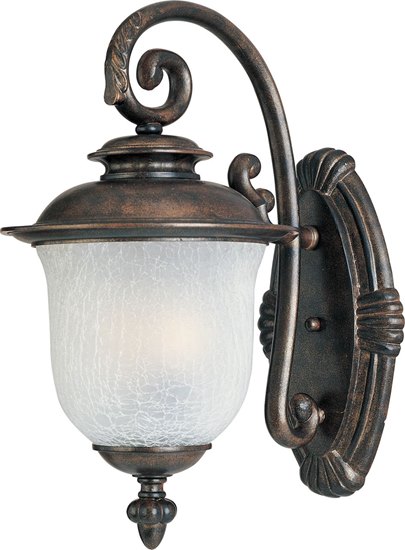 Picture of 60W Cambria Cast 3-Light Outdoor Wall Lantern CH Frost Crackle Glass CA Incandescent 
