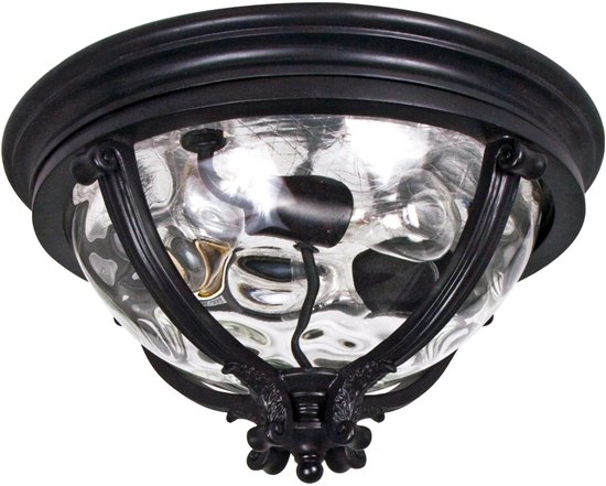 Picture of 60W Camden 3-Light Outdoor Ceiling Mount BK Water Glass Glass MB Incandescent 