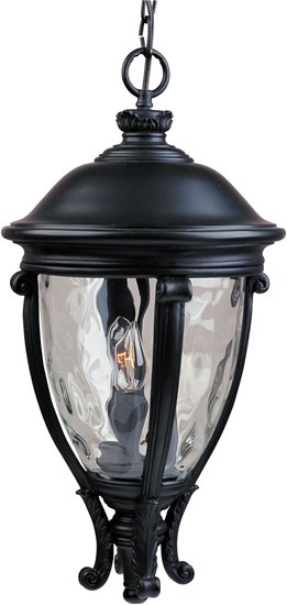Foto para 60W Camden VX 3-Light Outdoor Hanging Lantern BK Water Glass Glass CA Incandescent 72" Chain