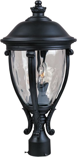 Picture of 60W Camden VX 3-Light Outdoor Pole/Post Lantern BK Water Glass Glass CA Incandescent 