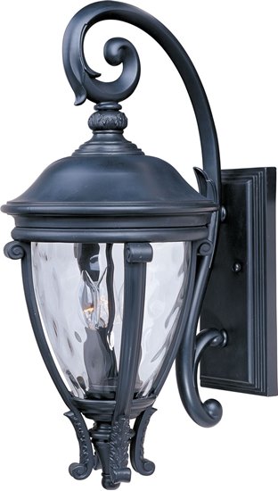 Foto para 60W Camden VX 3-Light Outdoor Wall Lantern BK Water Glass Glass CA Incandescent 11"x24" 