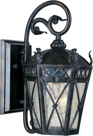 Picture of 60W Canterbury 1-Light Outdoor Wall Lantern AT Seedy Glass MB Incandescent 