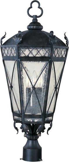 Picture of 60W Canterbury 3-Light Outdoor Pole/Post Lantern AT Seedy Glass CA Incandescent 