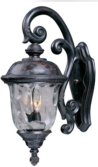 Foto para 60W Carriage House DC 2-Light Outdoor Wall Lantern OB Water Glass Glass CA Incandescent 9"x20" 