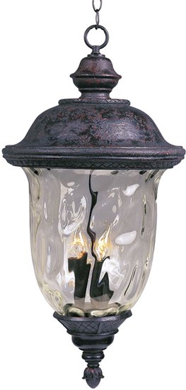 Picture of 60W Carriage House DC 3-Light Outdoor Hanging Lantern OB Water Glass Glass CA Incandescent 12.5"x24.5" 72" Chain