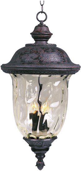 Picture of 60W Carriage House DC 3-Light Outdoor Hanging Lantern OB Water Glass Glass CA Incandescent 14"x28" 72" Chain
