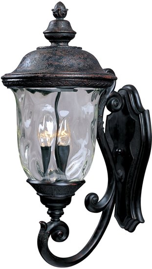 Foto para 60W Carriage House DC 3-Light Outdoor Wall Lantern OB Water Glass Glass CA Incandescent 12.5"x26.5" 