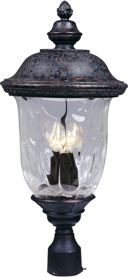 Foto para 60W Carriage House DC 3-LT Outdoor Pole/Post Lantern OB Water Glass Glass CA Incandescent 12.5"x26.5" 