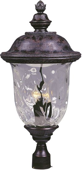 Foto para 60W Carriage House DC 3-LT Outdoor Pole/Post Lantern OB Water Glass Glass CA Incandescent 14"x29" 
