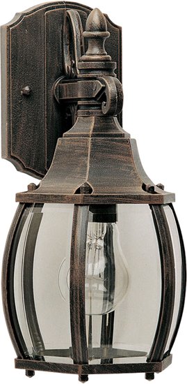 Foto para 60W Crown Hill 1-Light Outdoor Wall Lantern RP Clear Glass MB Incandescent 6-Min
