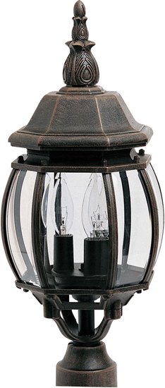 Foto para 60W Crown Hill 3-Light Outdoor Pole/Post Lantern RP Clear Glass CA Incandescent 4-Min