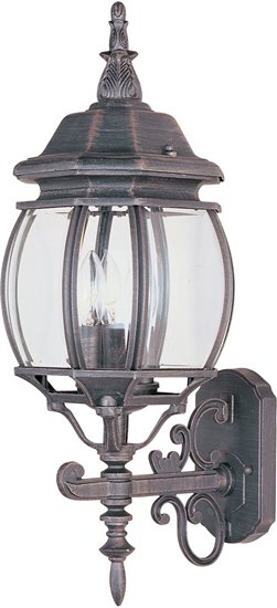 Foto para 60W Crown Hill 3-Light Outdoor Wall Lantern RP Clear Glass CA Incandescent 8"x23.5" 4-Min
