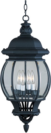 Foto para 60W Crown Hill 4-Light Outdoor Hanging Lantern BK Clear Glass CA Incandescent 72" Chain
