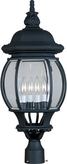 Picture of 60W Crown Hill 4-Light Outdoor Pole/Post Lantern BK Clear Glass CA Incandescent 