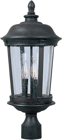 Picture of 60W Dover Cast 3-Light Outdoor Pole/Post Lantern BZ Seedy Glass CA Incandescent 10"x21" 