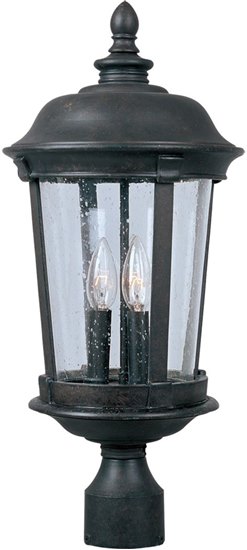 Foto para 60W Dover Cast 3-Light Outdoor Pole/Post Lantern BZ Seedy Glass CA Incandescent 12"x25.5" 