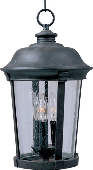 Foto para 60W Dover VX 3-Light Outdoor Hanging Lantern BZ Seedy Glass CA Incandescent 72" Chain