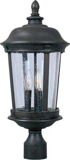 Picture of 60W Dover VX 3-Light Outdoor Pole/Post Lantern BZ Seedy Glass CA Incandescent 10"x21" 