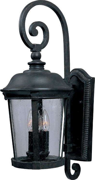 Foto para 60W Dover VX 3-Light Outdoor Wall Lantern BZ Seedy Glass CA Incandescent 12"x31.5" 