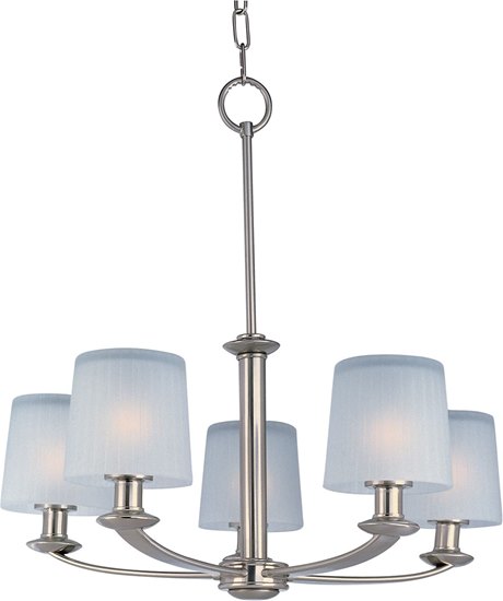 Foto para 60W Finesse 5-Light Chandelier SN Frosted Glass CA Incandescent 36" Chain