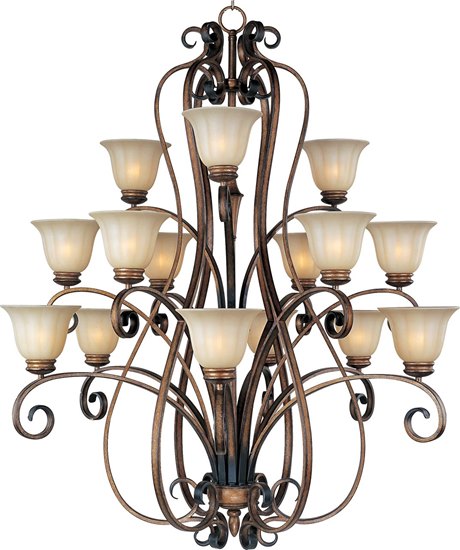 Picture of 60W Fremont 15-Light Chandelier PD Wilshire Glass MB Incandescent 72" Chain