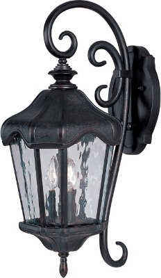 Mostrar detalles para 60W Garden VX 3-Light Outdoor Wall Lantern OB Water Glass Glass CA Incandescent 9.5"x24.5"  Imagen de 60W Garden VX 3-Light Outdoor Wall Lantern OB Water Glass Glass CA Incandescent 9.5"x24.5"
