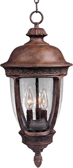 Picture of 60W Knob Hill Cast 3-Light Outdoor Hanging Lantern SE Seedy Glass CA Incandescent 72" Chain