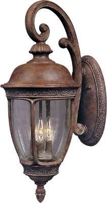 Mostrar detalles para 60W Knob Hill Cast 3-Light Outdoor Wall Lantern SE Seedy Glass CA Incandescent 8"x19.5"  Imagen de 60W Knob Hill Cast 3-Light Outdoor Wall Lantern SE Seedy Glass CA Incandescent 8"x19.5"