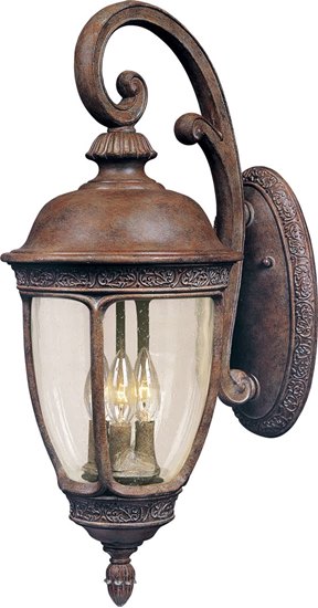 Picture of 60W Knob Hill VX 3-Light Outdoor Wall Lantern SE Seedy Glass CA Incandescent 10"x24.5" 