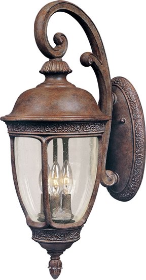 Picture of 60W Knob Hill VX 3-Light Outdoor Wall Lantern SE Seedy Glass CA Incandescent 8"x19.5" 